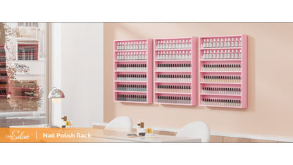 Nail Polish Rack Wall Mount Organizer 6-Tier & 10-Tier with Acrylic Baffle – Salon Display Shelf for Nail Polish Storage, Home Nail Studio & Spa, Black White Pink