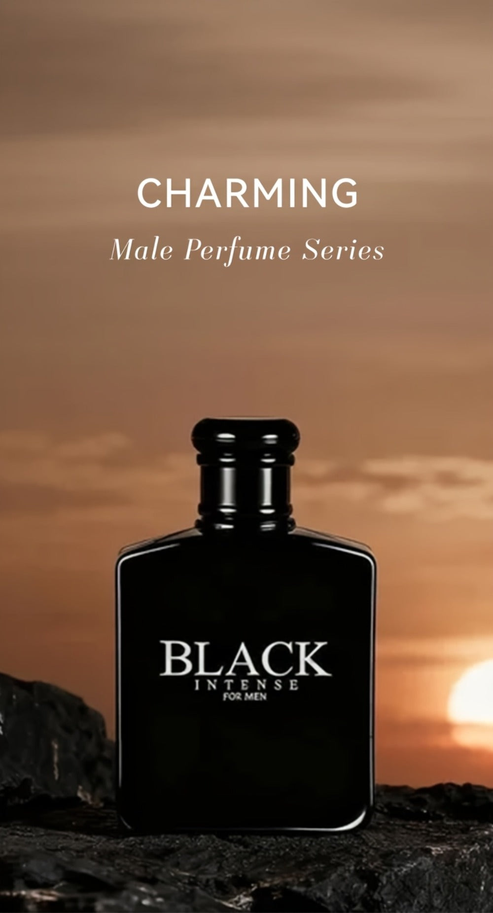 Men's Cologne Black Intense 100ml Eau de Toilette Two-Bottle Set in Matching Black Spray Bottles
