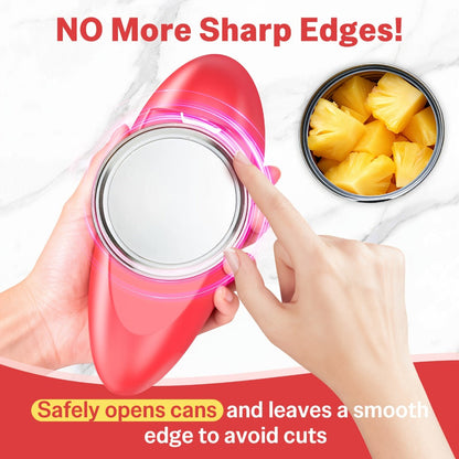 Cordless One-Touch Can Opener with Oval Body in Gray-Red, Black or White-Red Color Options