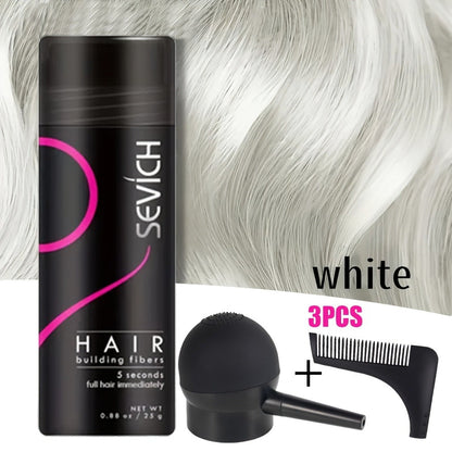 Keratin Hair Fibers 3-Piece Kit with Spray Pump & Optimizer, Instant Thickening Powder for Thinning Hair & Beard