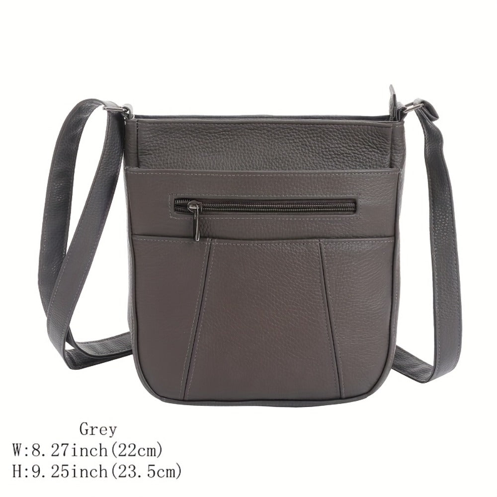 Genuine Leather Messenger Bag for Men Women Anti-Theft Zipper Multi-Pocket Shoulder Crossbody Bag Laptop Organizer Spacious Handbag Purse for Work School Travel Daily Commute 8 Colors