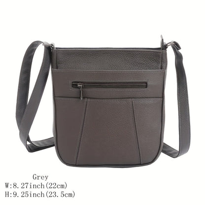 Genuine Leather Messenger Bag for Men Women Anti-Theft Zipper Multi-Pocket Shoulder Crossbody Bag Laptop Organizer Spacious Handbag Purse for Work School Travel Daily Commute 8 Colors
