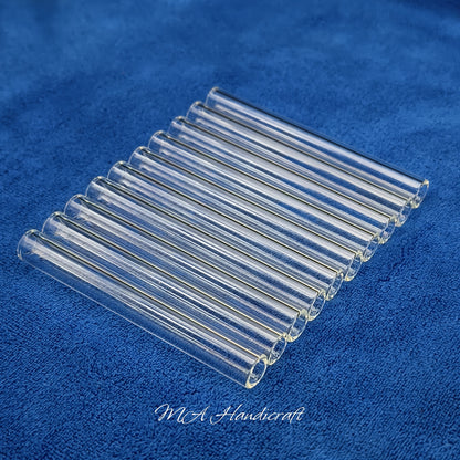 Borosilicate Glass Straws 10pcs Reusable Clear 12mm Wide, Heat Resistant 150°C Dishwasher Safe, Glass Drinking Straws for Hot Cold Drinks Coffee Tea Smoothies Juice, 3 Sizes Available
