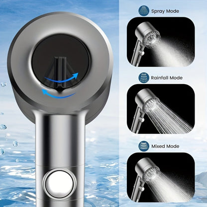 Filtered Handheld Shower Head High Pressure 4 Spray Modes ON/OFF Switch with Hose 5 Filter Elements Pet Shower