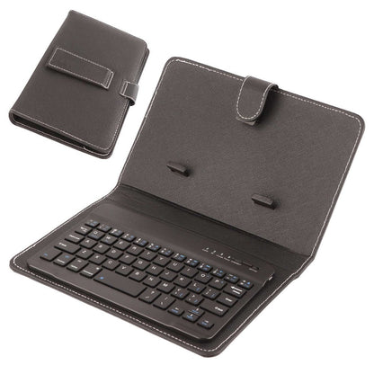 Collapsible Bluetooth Keyboard with Built-In Phone Stand – Wireless Portable Keyboard for Smartphones Tablets Laptops, Compatible with iOS Android Windows, PU Leather Case, Black Business Travel Keyboard