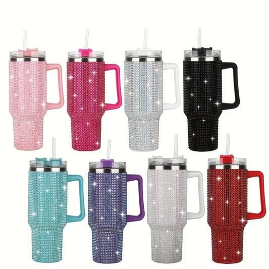 Insulated Tumbler 40oz All-Over Rhinestone Stainless Steel in Fifteen Retained Color Options
