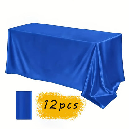 Satin Tablecloth 12pcs 57"x102" Rectangular Silky Smooth Fabric Table Cover for Wedding Banquet Birthday Party Holiday Event