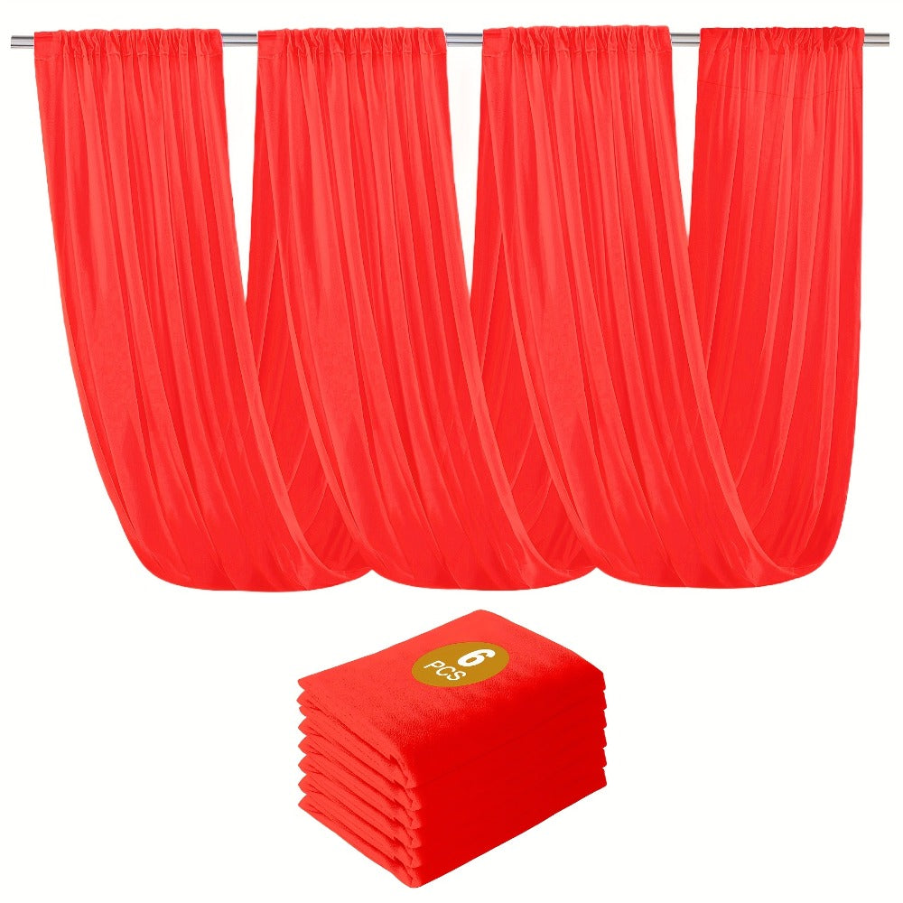Six-Pack 63-by-118-Inch Sheer Chiffon Wedding Drape Curtains in 12 Source-Labeled Color Options