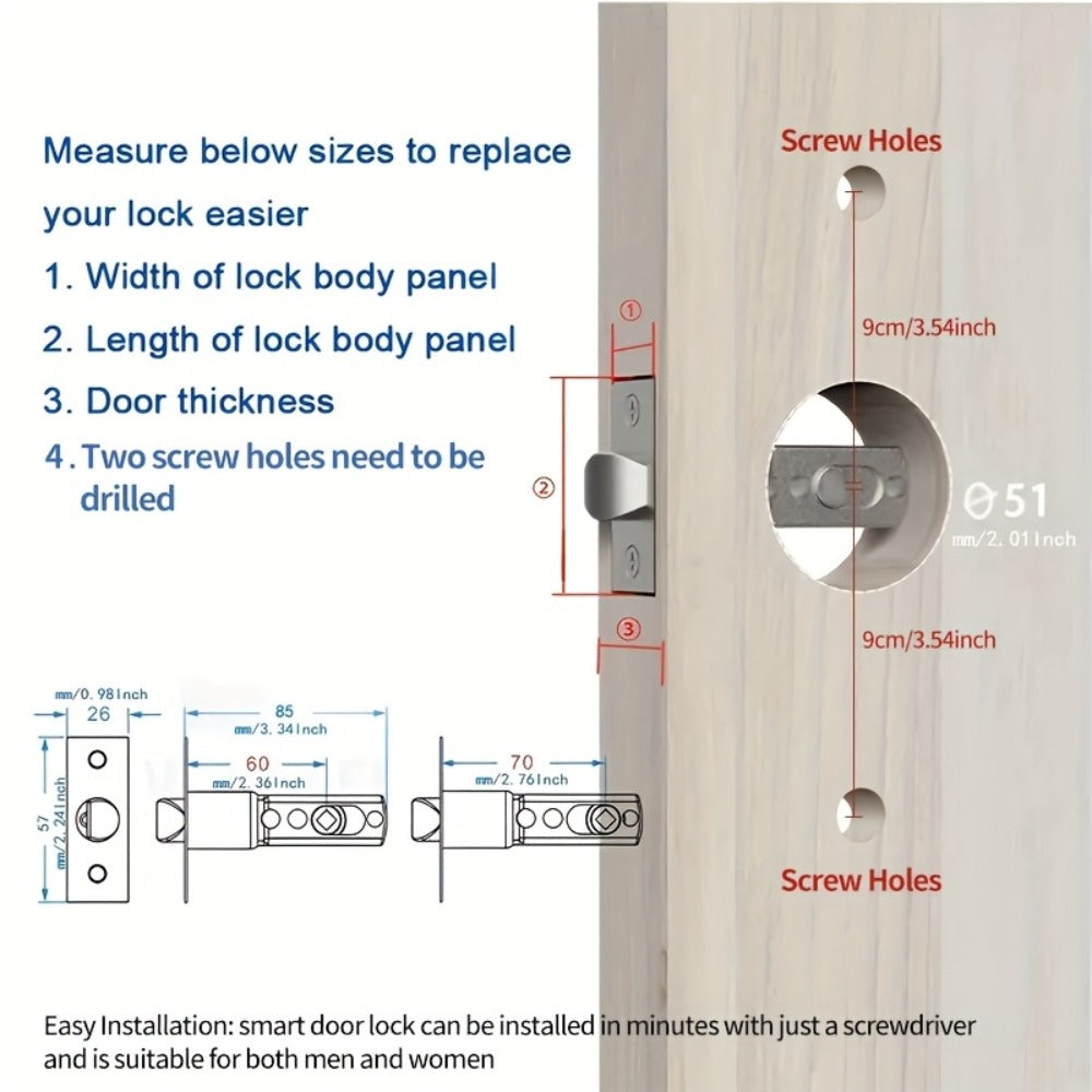 Fingerprint Smart Door Lock with WiFi App Keypad – 4-in-1 & 7-in-1 Keyless Entry, Wide-Angle Camera Option, Cat Eye Style, No Key Needed, for Home Rental Airbnb Office Hotel, iOS Android, Black