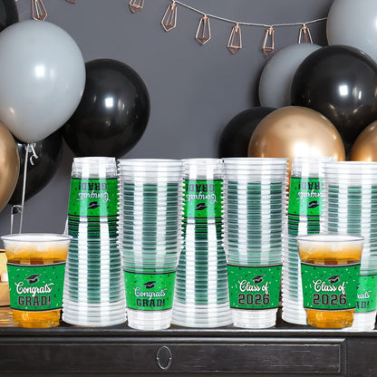 Graduation Cup Party Supplies Pack with 100 14-Ounce Class of 2026 Cups in Six Color Options