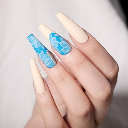 Gel Nail Polish – Blooming White Watercolor Gradient Flower Effect — Semi-Permanent Soak-Off LED UV Nail Art Ink, Floral Marble Manicure…