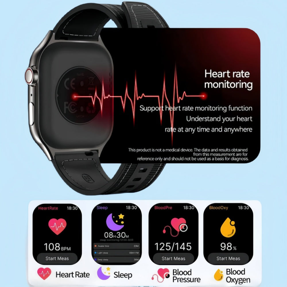 Smart Watch 2.01-Inch Curved Display with Music Control, Message Alerts and Slim Black Band