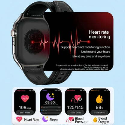 Smart Watch 2.01-Inch Curved Display with Music Control, Message Alerts and Slim Black Band