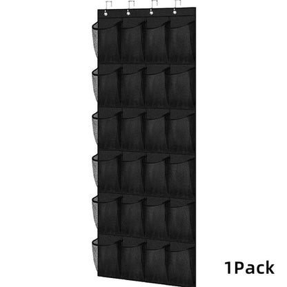Over Door Shoe Organizer 24 Large Mesh Pockets – Foldable Breathable Hanging Storage Rack, Durable Fabric Closet Hanger for Shoes & Accessories, Space-Saving Door Organization
