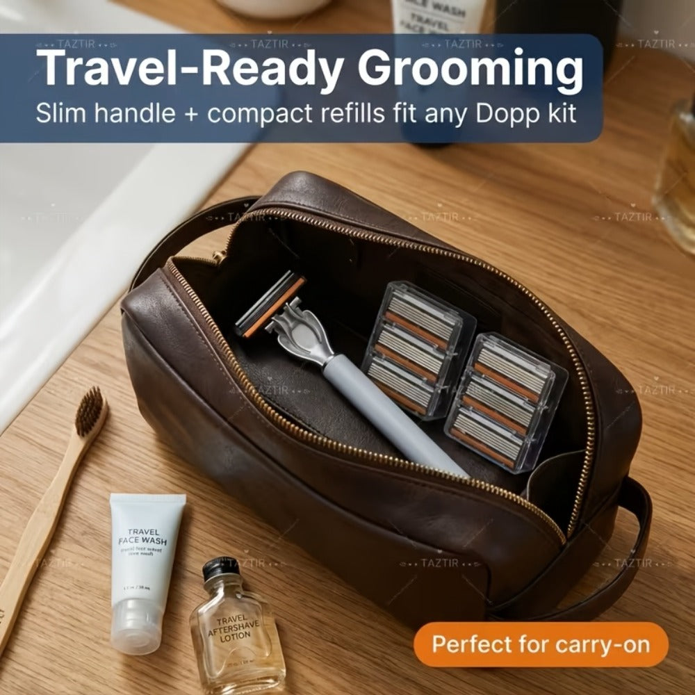 Men's Shaving Kit with Two Handles and 72 Six-Layer Replacement Blades for Beard and Mustache Grooming