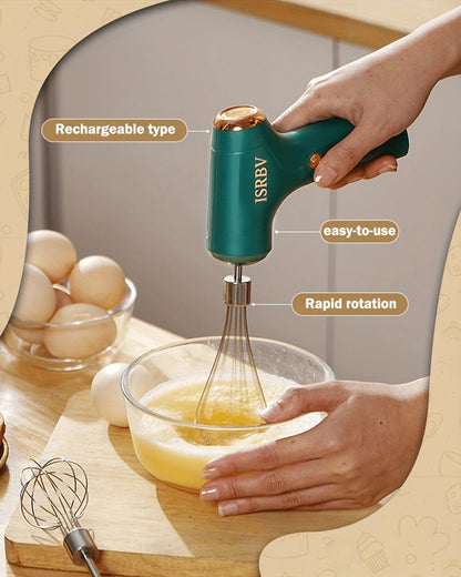 Cordless Electric Hand Mixer Mini USB Rechargeable Whisk Beater 1500RPM for Whipping Cream for Home Cooking, Dining and Outdoor Meals