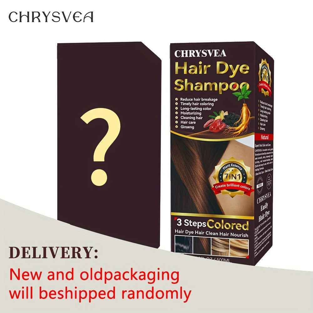 Hair Dye Shampoo, CHRYSVEA 500ml Bottle with 30ml Hair Oil and Nine Shade Options Set for At-Home Color Selection