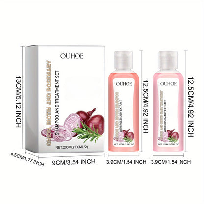 Three-Piece OUIHOE Hair Care Set with Shampoo, Conditioner and Coordinated Capsule Product Pack