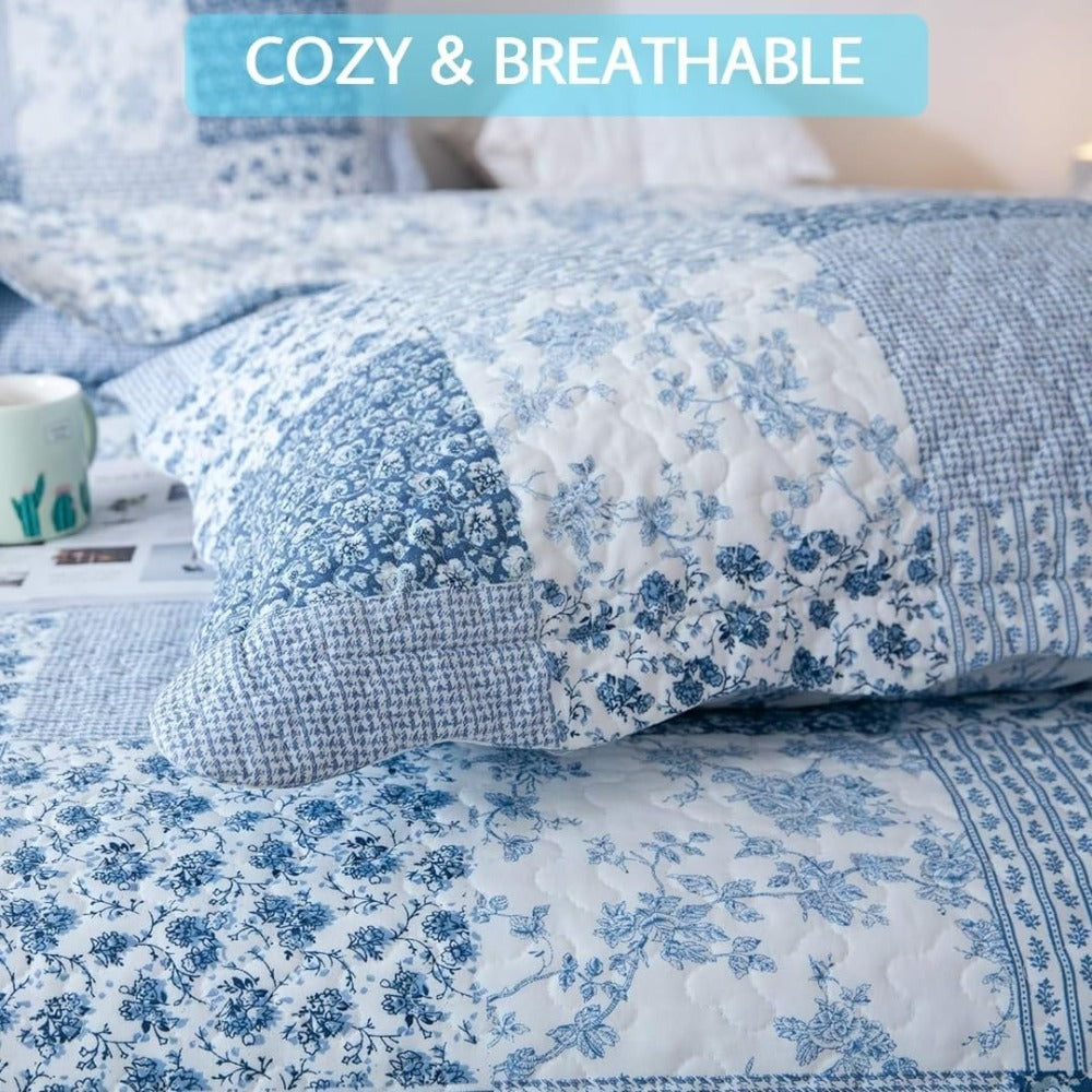 Lightweight Floral Quilt Set in Twin, Queen or King Sizes with 17 Paisley and Patchwork Color Options