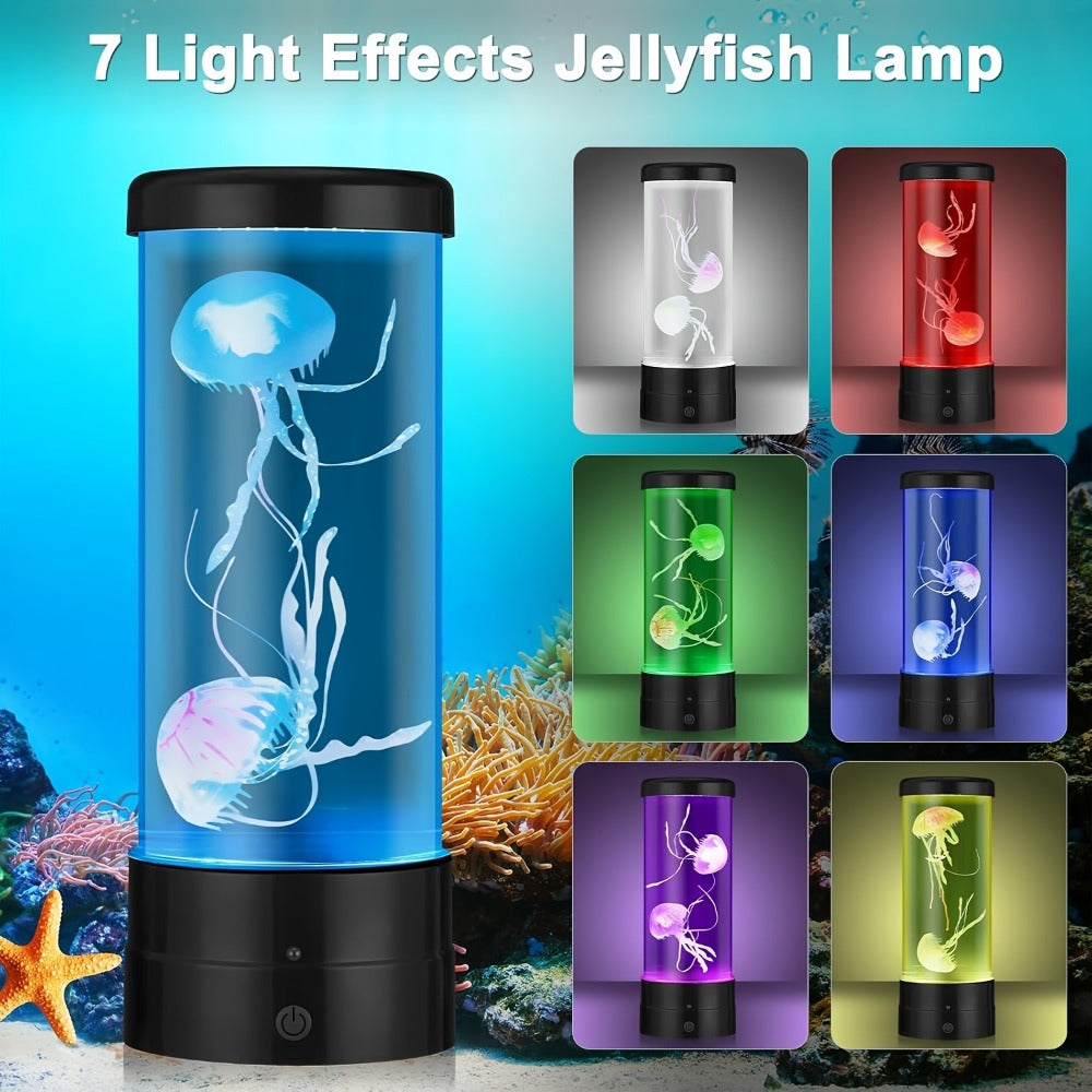 Jellyfish Lamp LED Floating 7 Color Mood Light | Electric Fantasy Jellyfish Tank Table Lamp for Home & Office Decor – Ambient Night Light Gift for Men, Women & Mother's Day