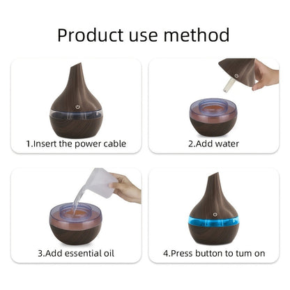 2-Pack 300ml Aroma Diffuser Set with Seven-Color Lights, 5V USB Power and 16 Included Oil Bottles