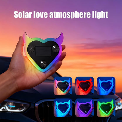 Car Interior Neon Heart Lights Solar USB Rechargeable 5 Lighting Modes Vibration-Sensing Auto On/Off Dashboard Decoration for Cars Trucks SUVs, 2pcs Set Iridescent Pink Blue Red Ice Blue Gift