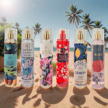 Body Mist Perfume Spray 8oz – 12 Scents Floral Hair & Body Fragrance for Women, Rose, Cherry Blossom, Beach, Long-Lasting Light Scent, Unisex Daily Wear Gift