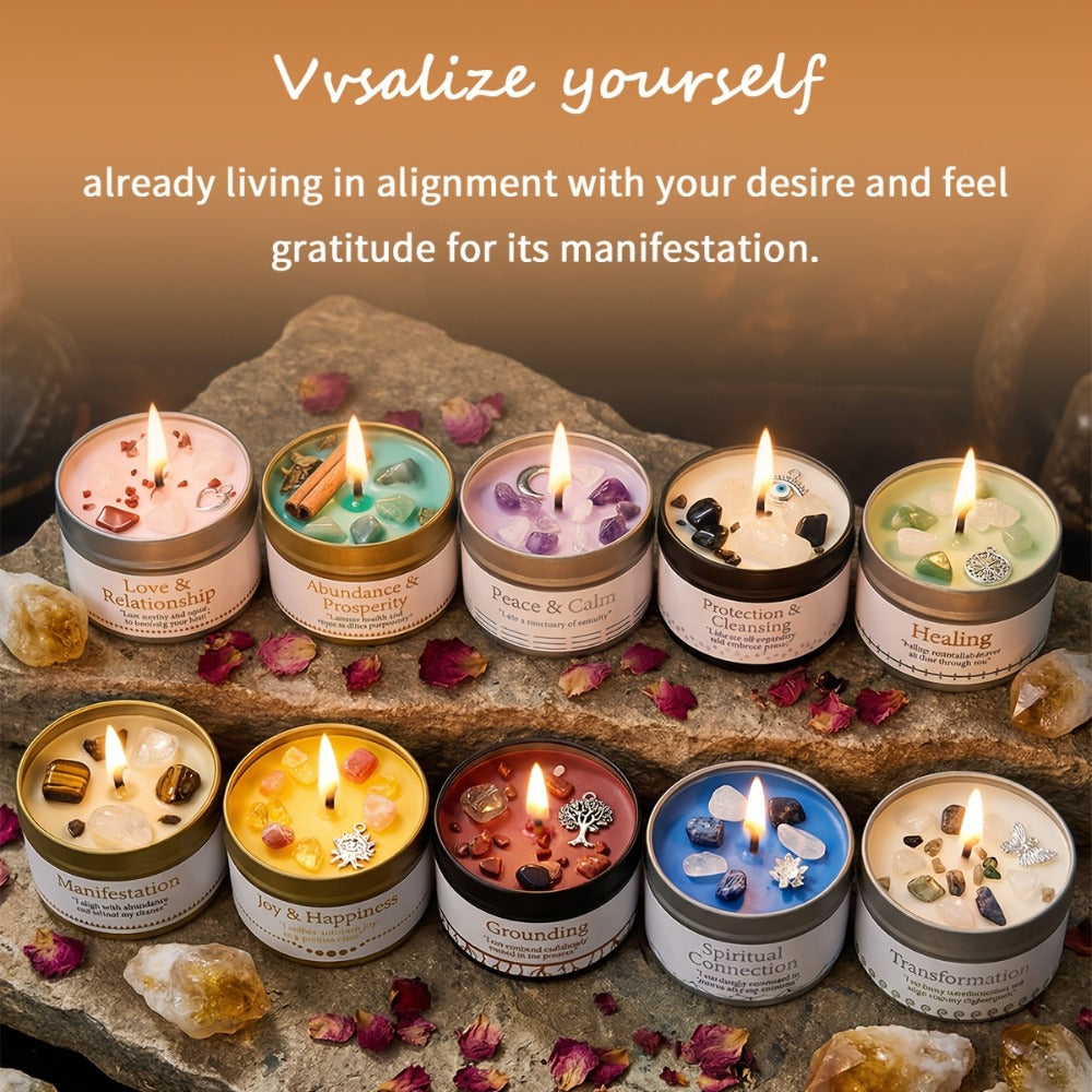 3oz Decorative Tin Candle or Two-Piece Crystal and Guidance Card Set with Multiple Label Pairings