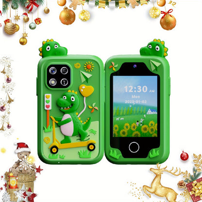 Kids Dinosaur Toy Phone with 8GB, HD Touchscreen & Dual Camera – Educational Travel Toy Cell Phone for Boys & Girls, Birthday Halloween Christmas Gift