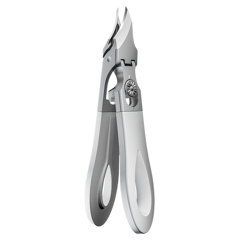 LIAM Wide-Jaw Nail Clipper in Bright Silver with 45-Degree Offset Cutting Edge and Stainless-Steel-Labeled Body