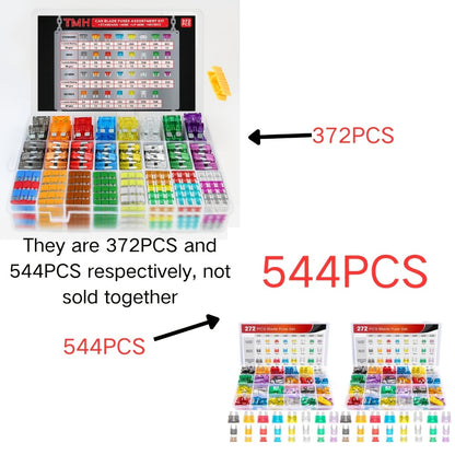Car Fuse Assortment Kit 372/544pcs - Standard Blade, Mini, LP Mini & Micro2 Automotive Fuses with Puller, 2A-35A for Auto, RV, Truck & Boat