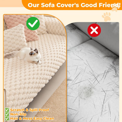 Sofa Cover 35.5-Inch Fuzzy Polyester Single-Piece Pad with Silicone Non-Slip Backing for 2 to 4 Seats