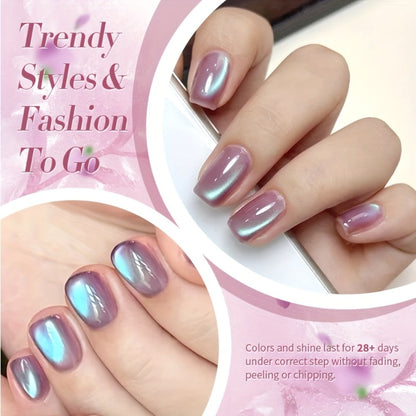 Four-Piece 10ml Cat Eye Gel Polish Set with MY46, MY125, MY145 and MY268 Purple Jelly Glass Colors