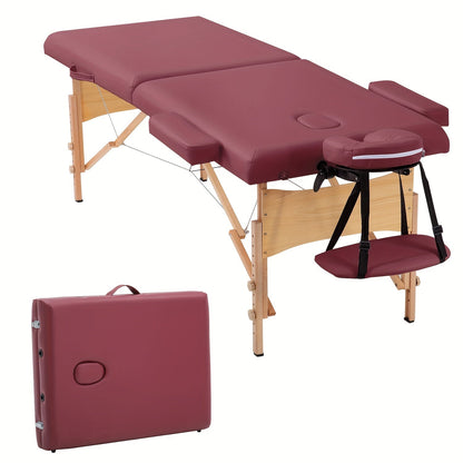 2-Fold Portable Massage Table with Face Cradle & Carrying Bag, Adjustable Height PU Leather Lash Bed for