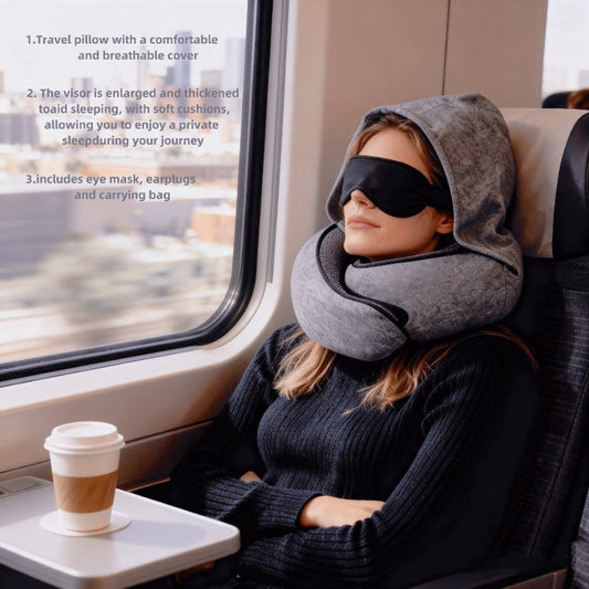 Travel Neck Pillow U-Shaped Memory Foam Cervical Support Pillow for Airplane, Car & Hotel – Portable & Ergonomic