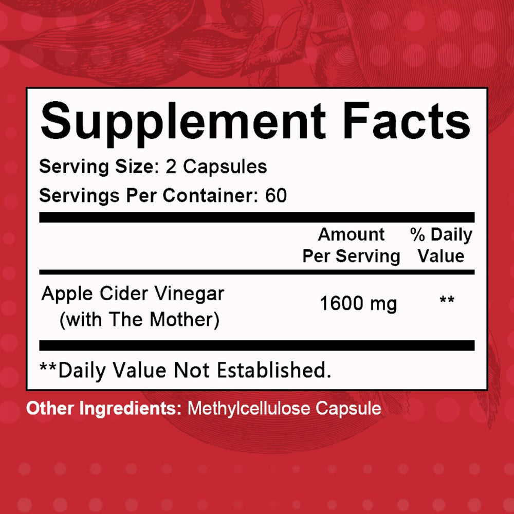 Apple Cider Vinegar Capsules 1600mg with Vitamin & Mineral Blend – Digestion, Weight Management & Energy Supplement 120 Capsules 60-Day Supply for Women & Men | 1, 2 or 3 Bottle Options