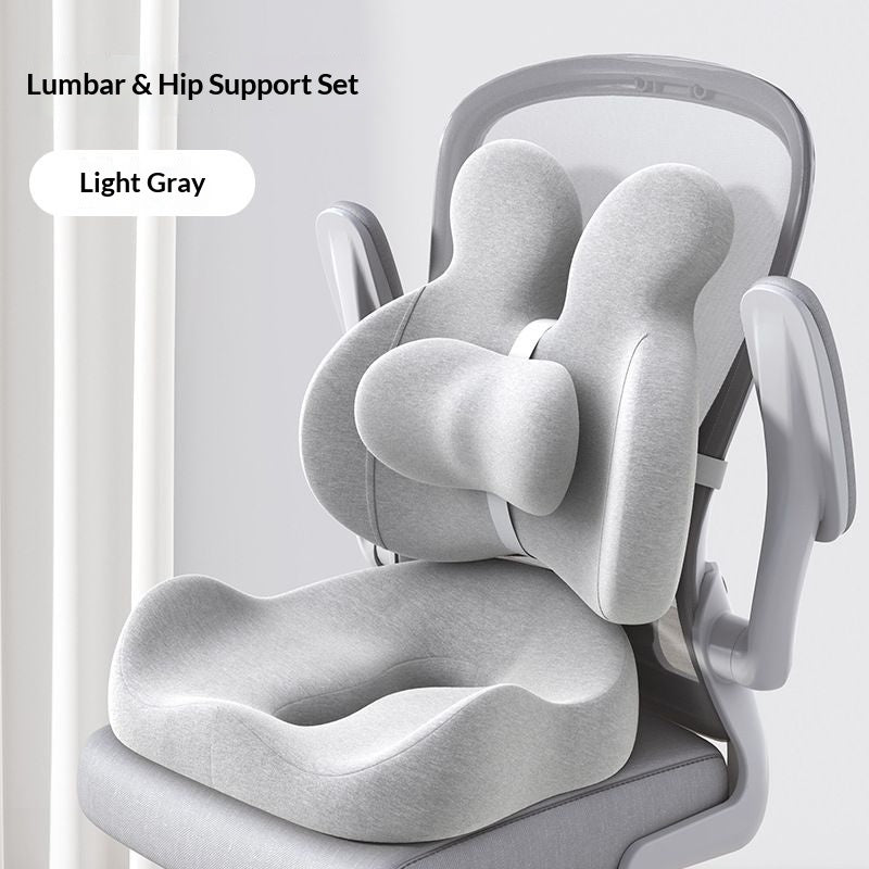 Lumbar Support Cushion & Seat Cushion Set – Ergonomic Office Chair Pillow for Lower Back Pain Relief, Breathable Memory Foam Waist & Hip Support for Home, Car & Desk Chair