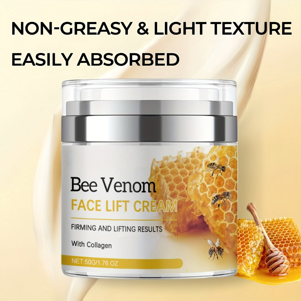 Face Cream Bee Venom 50g Formula with Hyaluronic Acid, Collagen and Vitamin E in Lightweight Texture