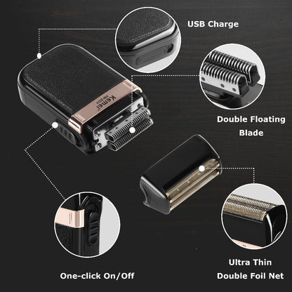 Men's Grooming Set 3pcs USB Rechargeable Electric Hair Clipper Razor & Beard Trimmer – High-Precision Cordless Close Shave Kit for Home Salon, Perfect Gift for Dad