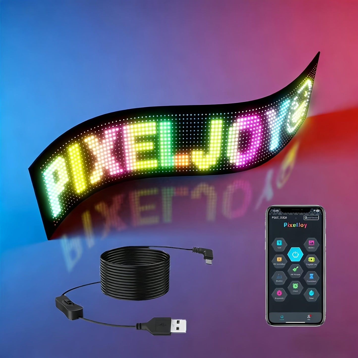 Programmable LED Sign Flexible Matrix Panel – App & USB Control, RGB Multicolor, Music Sync, Text & Animation Display for Indoor Shop, Party & Event Decoration (16×32 to 16×192)