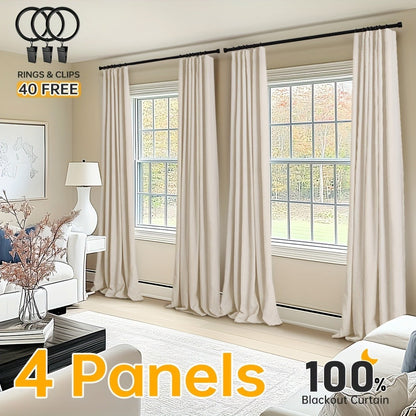 Four-Panel Textured Window Curtain Set in Ten Colors and 50-Inch Width with Four Exact Length Options