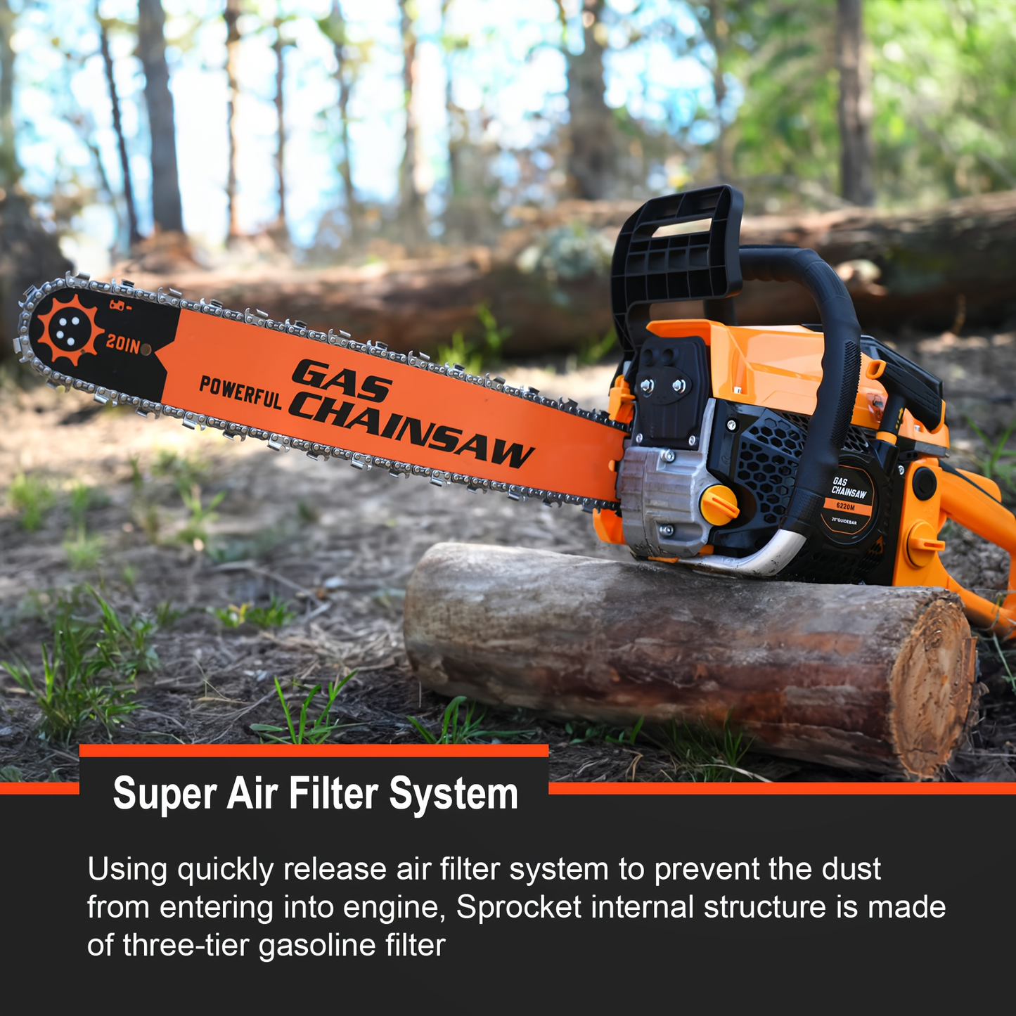 Mixed Gas Chainsaw Options with 12-Inch Compact Color Models and 20-Inch BlackRed Configuration