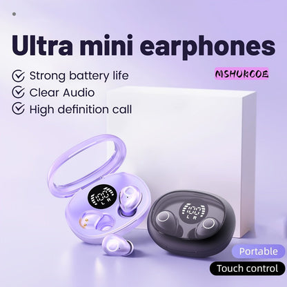 Invisible Sleep Earbuds Bluetooth 5.4 Mini Ultra Compact True Wireless – Noise Cancelling Hi-Fi All Day Wear Touch Control USB-C for Running Sleeping Compatible with All Phones
