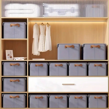 Foldable Clothes Storage Box with Transparent Lid 6-Pack, Stackable Wardrobe Organizer Bins with Steel Frame & Handles, Collapsible Fabric Closet Storage Boxes for Clothing Blankets Sundries, Green Beige Gray