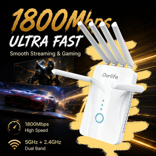 WiFi 6 Mesh Extender 1400Mbps 6-Antenna Dual Band - 2.4GHz & 5GHz Whole Home Coverage, One-Button WPS Setup, Seamless Roaming, Works with Smartphones Tablets Laptops Smart TV Gaming Console