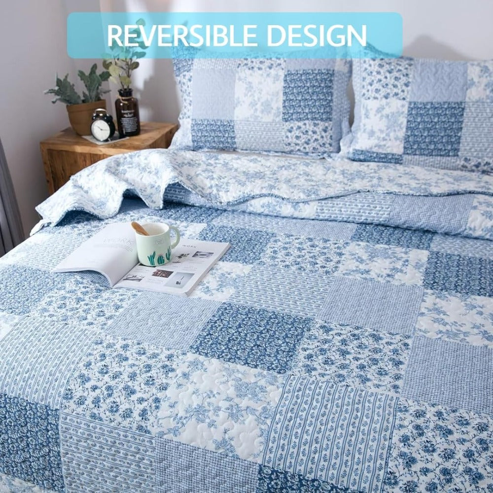Lightweight Floral Quilt Set in Twin, Queen or King Sizes with 17 Paisley and Patchwork Color Options