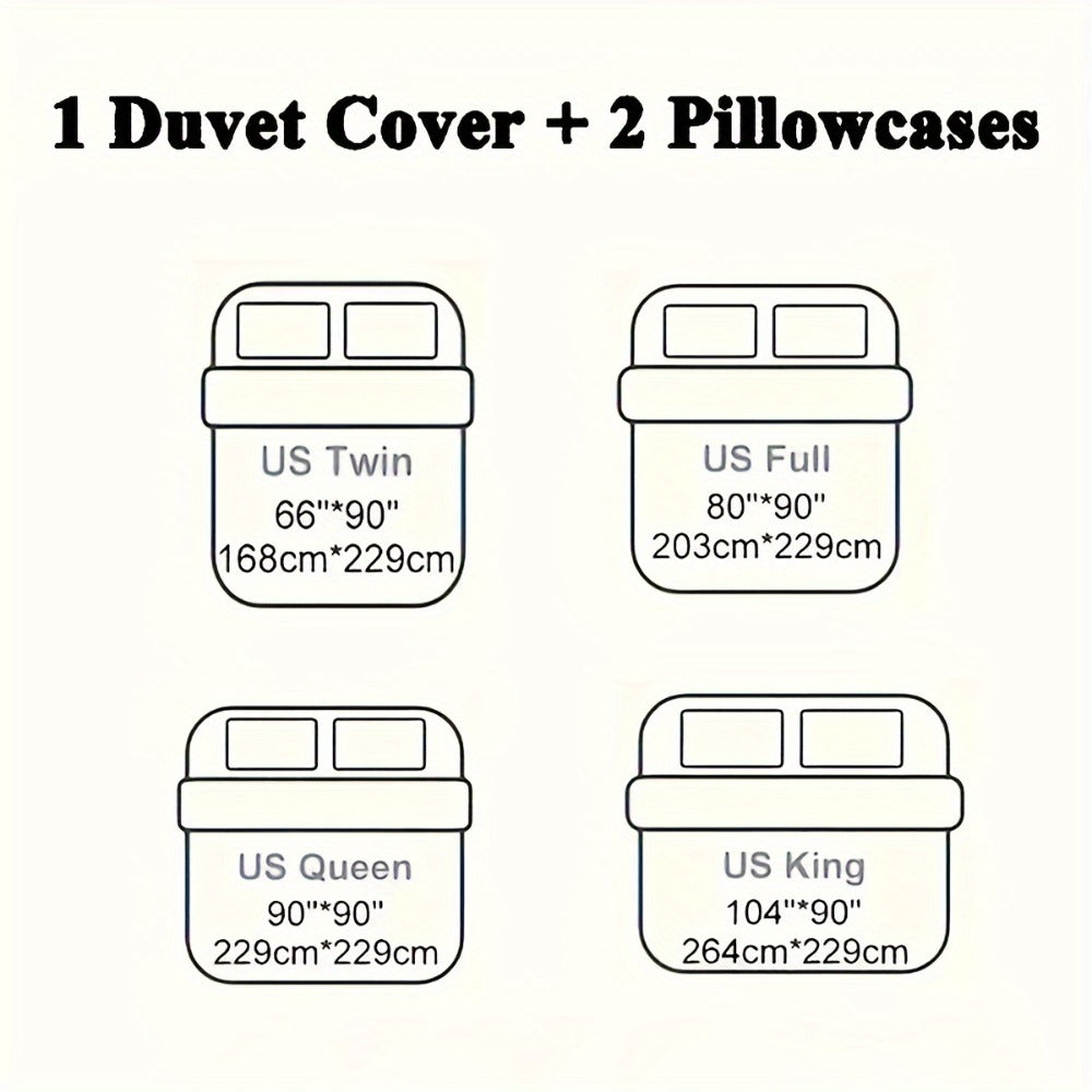 Three-Piece Plush Polyester Duvet Cover Set with Two Pillowcases in 14 Colors and Twin, Full, Queen or King Sizes