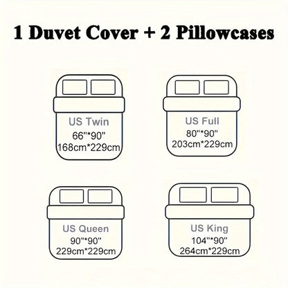 Three-Piece Plush Polyester Duvet Cover Set with Two Pillowcases in 14 Colors and Twin, Full, Queen or King Sizes