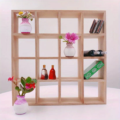 1:12 Scale 16-Compartment Dollhouse Display Cabinet in Four Finishes for Adult Miniature Dioramas