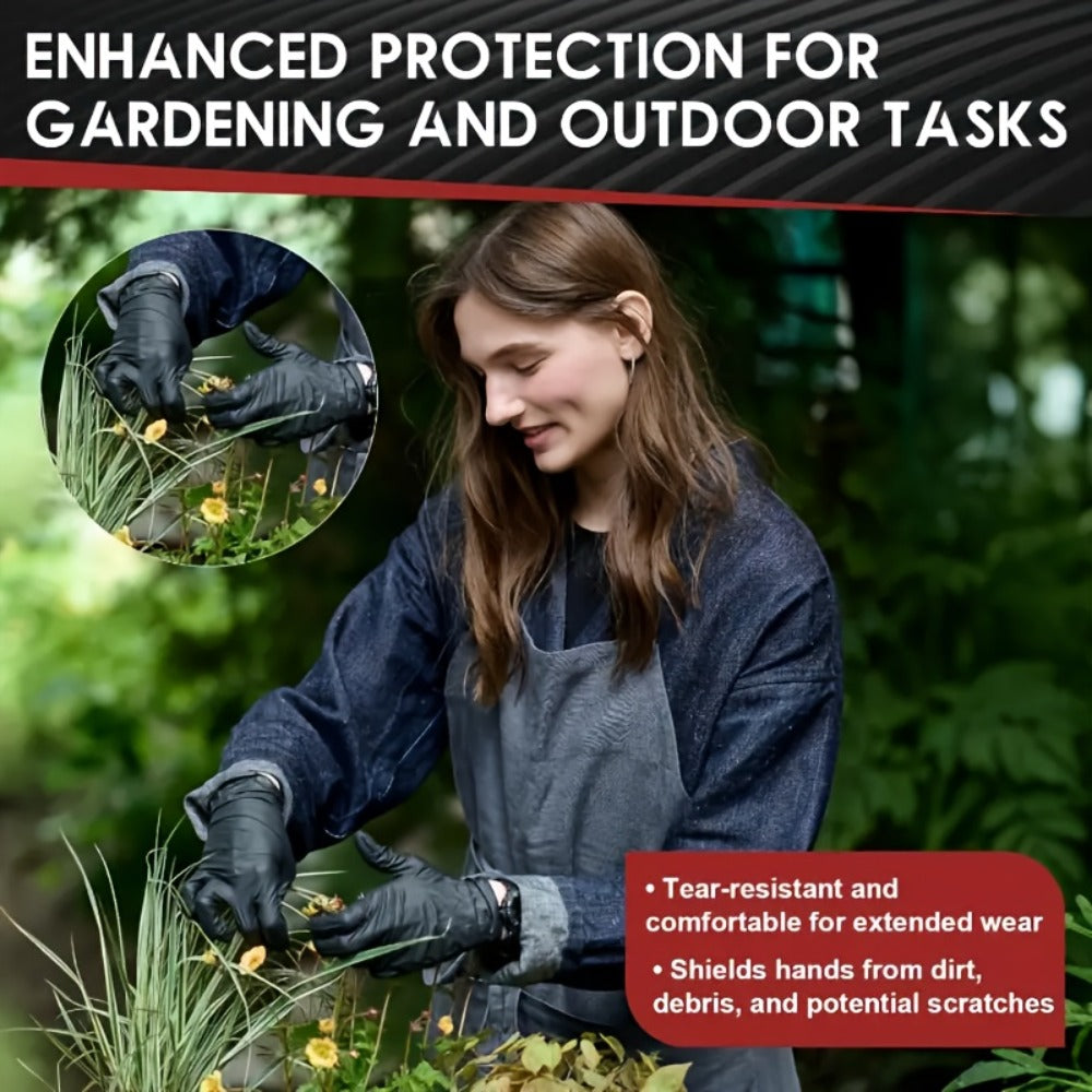 Black Nitrile Disposable Gloves in 8+92-Piece Packs with 5 Mil Label and Four Size Options